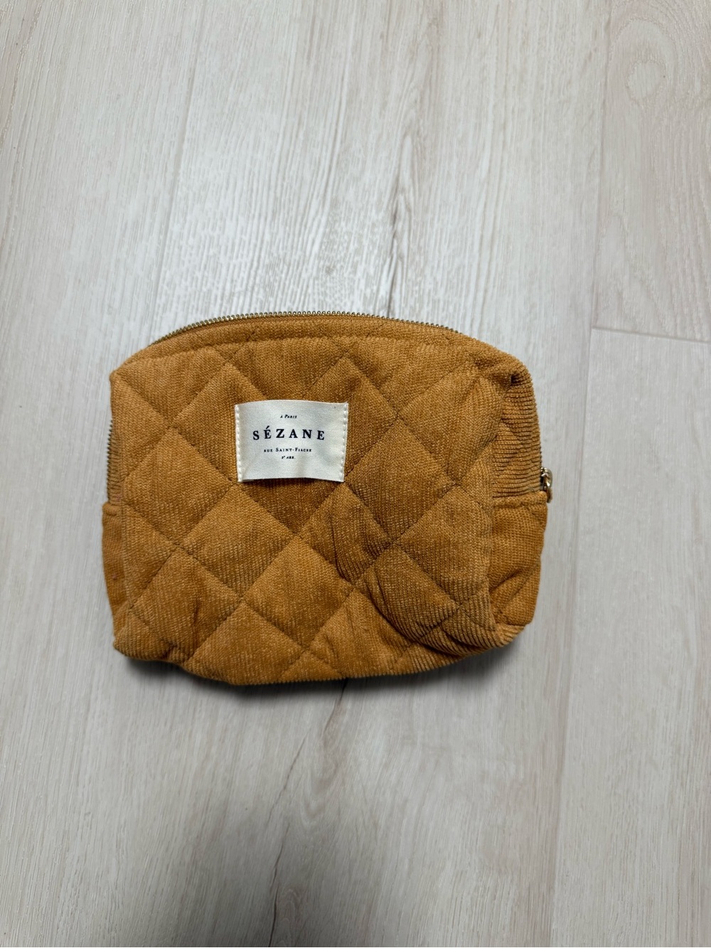 NEW Sezane Quilted Mustard Pouch Bag